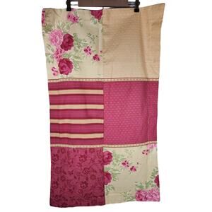 LAURA ASHLEY Miranda Yellow Red Pink Patchwork Style KING Pillow Sham - Set of 2